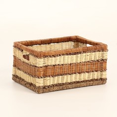 Корзина плетеная, 39х31х21,5 см, ротанг, джут No Brand