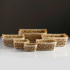 Набор корзин, 6 шт, 35×24×13, 30×21×12, 26×18×11, 22×15×11, 18×12×9, 13×10×7,5 см, ротанг No Brand