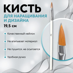Кисть для наращивания и дизайна ногтей, лепесток, 19,5 см, d=5 × 18 мм, в пластиковом футляре, цвет белый Queen Fair