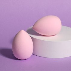 Спонжи для макияжа, набор - 2 шт, 6 × 4 см, увеличиваются при намокании, цвет розовый Queen Fair