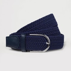 Ремень женский, ширина 3,5 см, плетенка, пряжка металл, цвет синий No Brand