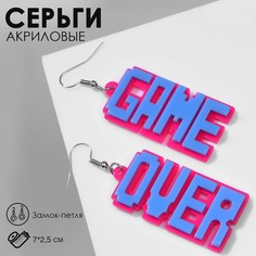 Серьги акрил game over, цвет розово-синий в серебре Queen Fair