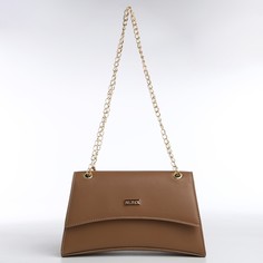 Сумка женская из искусственной кожи с клапаном, 26х16х9 см, коричневый цвет Nazamok