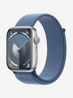 Спортивные часы Apple Watch Series 9 GPS 45mm, Алюминевый корпус, спортивный ремешок светло-синего цвета, Серебряный