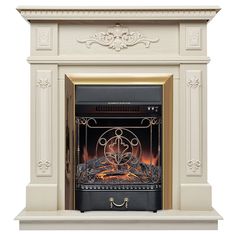 Электрокамин RealFlame Lilian R STD/EUG WT-F617 с очагом Majestic Lux Brass