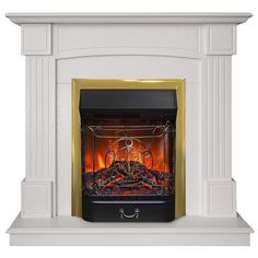 Электрокамин RealFlame Andrea R STD/EUG WT-F513 с очагом Majestic Lux Brass