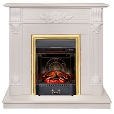 Электрокамин RealFlame Ottawa R STD/EUG WT-F614 с очагом Majestic Lux Brass