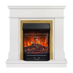 Электрокамин RealFlame Selena STD WT-P512 с очагом Majestic Lux Brass