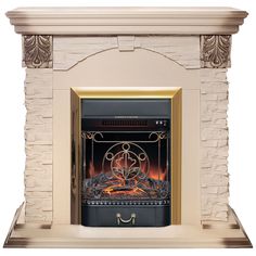 Электрокамин RealFlame Dublin Lux STD/EUG WT-615 с очагом Majestic Lux Brass