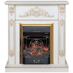Электрокамин RealFlame Anita STD/EUG WT-519G с очагом Majestic Lux Brass