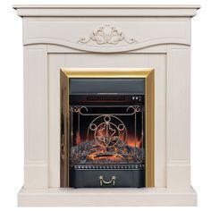 Электрокамин RealFlame Junona R STD WT-F612 с очагом Majestic Lux Brass