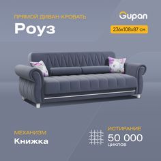 Диван-кровать Gupan Роуз, материал Велюр, Amigo Navy, беспружинный