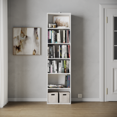 Стеллаж книжный RuHome24 Booking белый 500х250х1900 ШхГхВ