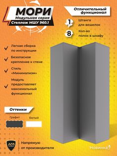 Шкаф угловой ДСВ Мебель Мори МШУ960 Графит