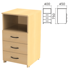 Тумба приставная Канц ТК31.10 (ш400xг450xв750мм), 3 ящика, полка, цвет бук