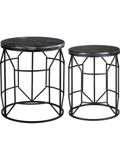 Столики Glasar 2 шт 43х43х50, 35х35х45см 54-261/260 черный мрамор ГЛАСАР