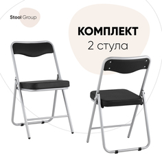 Стул для кухни Джонни экокожа черный каркас металлик 2 шт Stool Group