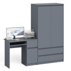 Шкаф-комод СВК Мори МШ900 с компьютерным столом МС-1Пр графит, 180х50х180 см