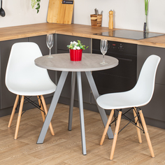 Стол круглый кухонный нераздвижной Дельта К-М СБ 96 СР, нераскладной, серый Домотека