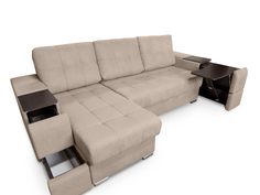 Диван угловой Берёзка Риф, темно-бежевый Velutto 05, левый угол