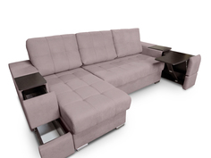 Диван угловой Берёзка Риф, пудровый Velutto 11, левый угол
