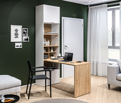 Стеллаж со столом СТОЛПЛИТ, Мальта СБ-3261/1, дуб гамильтон/белый, 60x230x160 см