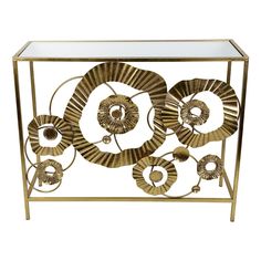 Прикроватная тумба Glasar золотая 100 x 42 x 80 см ГЛАСАР