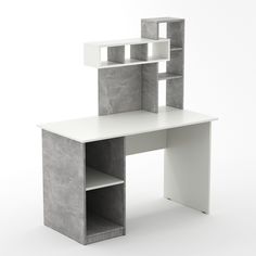 Компьютерный стол Re-seption цемент светлый белый 1100х1488х600