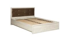 Кровать Олимп 32.26 - 02 Сохо 1600 с ПМ Бетон пайн белый/Белый патина/Ткань велюр серый Olimp