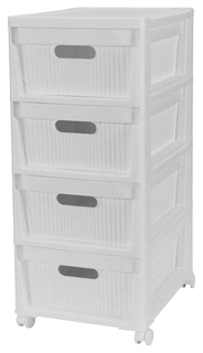 Комод на колесах Econova Velvet, 4 ящика, 30х38,5х69 см, светло-серый флэк