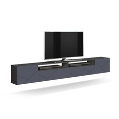 Тумба под ТВ Прага 2130х350х382 диамант серый/ПВХ софт графит No Brand