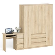 Стол компьютерный СВК Мори МШ1600 правый со шкафом дуб сонома, 250х50х210 см