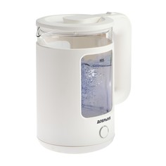 Чайник электрический Добрыня DO-1259W, стекло, 1.5 л, 2200 Вт, белый