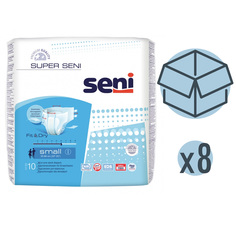Подгузники для взрослых Seni Super, 55-80 см, S, 10 шт, 8 упаковок