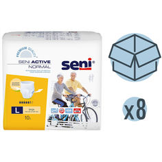 Подгузники для взрослых Seni Active Normal, 100-135 см, L, 10 шт, 8 упаковок