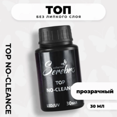 Топ для гель-лака Serebro глянцевый прозрачный без липкого слоя, финиш для ногтей, 30 мл