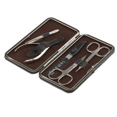 Маникюрный набор DEWAL, 5пр. Футляр: натуральная кожа, цвет коричневый 903BROWN
