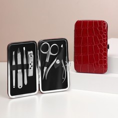 Набор маникюрный «Рептилия», 6 предметов, в футляре, цвет красный Queen Fair