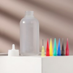 Бутылочка для нанесения краски, со шкалой деления, 50 мл, 7 насадок, разноцветный/прозрачн Onlitop