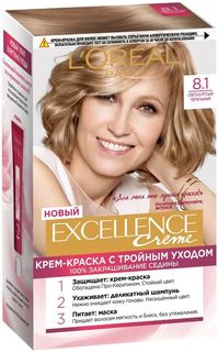 LOreal Paris Excellence стойкая крем-краска для волос, 8.1 светло-русый пепельный