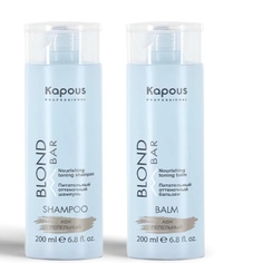 Набор Kapous оттеночный пепельный для блонда: шампунь 200 мл, бальзам 200 мл