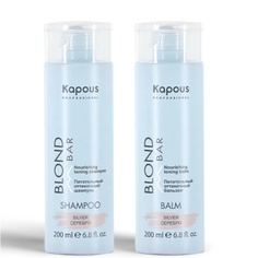 Набор Kapous оттеночный для блонда серебро: шампунь 200 мл, бальзам 200 мл