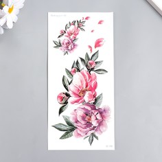Татуировка на тело цветная Пионы 10х21 см No Brand