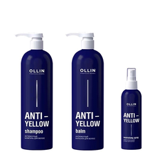 Набор Ollin Professional ANTI-YELLOW Шампунь 500 мл+бальзам 500 мл+спрей 150 мл