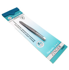 Пинцет для бровей Zinger Classic B 164 S SH скошенный ручная заточка 88-90 мм серебристый