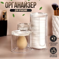 Органайзер Queen Fair для маникюрных и косметики с крышкой 3 секции 14x14x13см прозрачный
