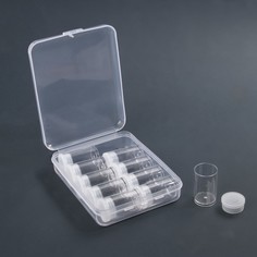 Контейнер для декора, 10 баночек, 5 мл, d = 2 см, 12x9x2,9 см, цвет прозрачный, (2шт.) Queen Fair