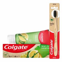 Набор Colgate Зубная паста Освежающая Лимон Зубная щетка Бамбук Древесный Уголь мягкая
