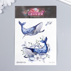 Татуировка Киты в цветах на тело цветная 105х12 см No Brand