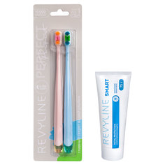 Revyline Зубная щетка Perfect 10 000 DUO, Peach, Light Blue, Зубная паста Smart, 75 г